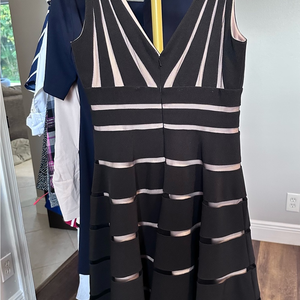 Js Collection Stripe Mesh Fit And Flare Dress - image 2